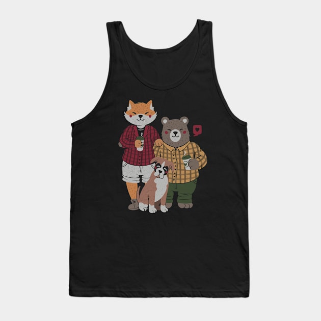 Fox Bear Boxer Coffee Valentines by Tobe Fonseca Tank Top by Tobe_Fonseca